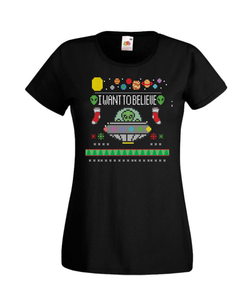 Дамска Коледна Тениска Christmas Holiday I Want To Believe Дамска Коледна Тениска Christmas Holiday I Want To Believe