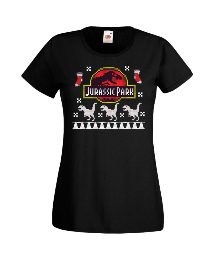 Дамска Коледна Тениска Christmas Holiday Jurassic Park Дамска Коледна Тениска Christmas Holiday Jurassic Park