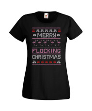 Дамска Коледна Тениска Christmas Holiday Merry Flocking Christmas