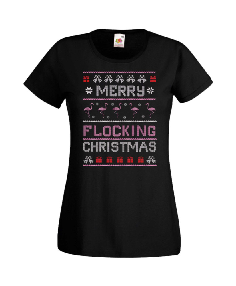 Дамска Коледна Тениска Christmas Holiday Merry Flocking Christmas Дамска Коледна Тениска Christmas Holiday Merry Flocking Christmas