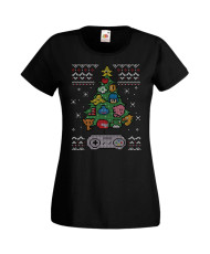 Дамска Коледна Тениска Christmas Holiday Nintendo Christmas Tree