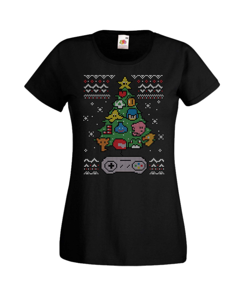 Дамска Коледна Тениска Christmas Holiday Nintendo Christmas Tree Дамска Коледна Тениска Christmas Holiday Nintendo Christmas Tree