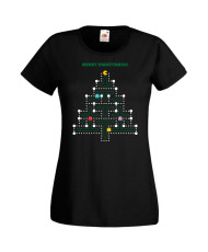 Дамска Коледна Тениска Christmas Holiday Pacman Christmas Tree