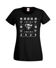 Дамска Коледна Тениска Christmas Holiday Superman Christmas Logo