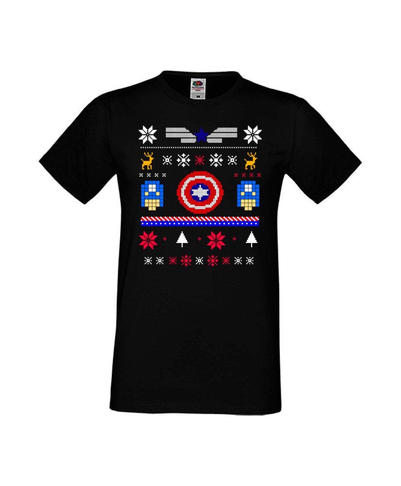 Мъжка Коледна Тениска Christmas Holiday Captain America