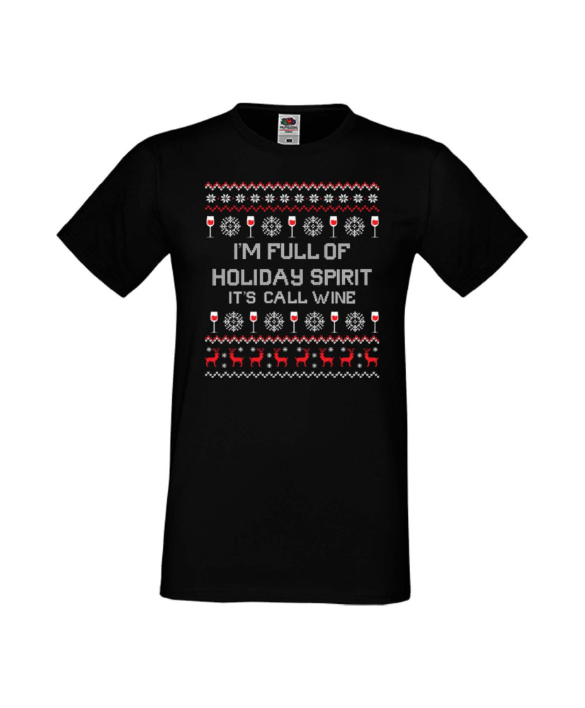 Мъжка Коледна Тениска Christmas Holiday I Am Full Of Holiday Spirit