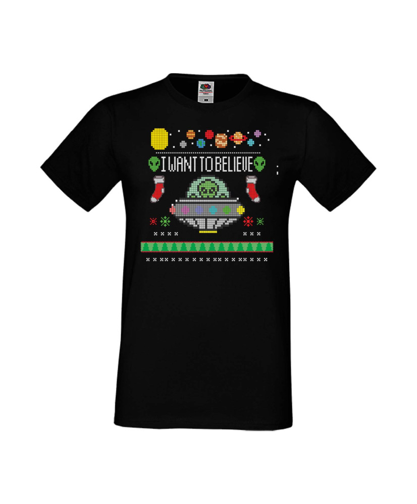 Мъжка Коледна Тениска Christmas Holiday I Want To Believe