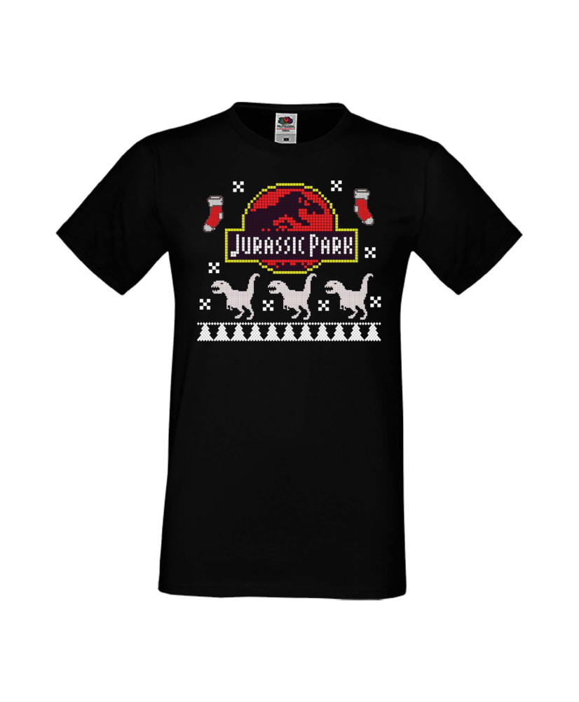Мъжка Коледна Тениска Christmas Holiday Jurassic Park