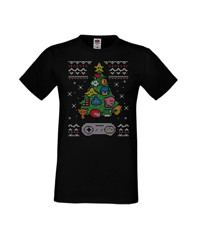 Мъжка Коледна Тениска Christmas Holiday Nintendo Christmas Tree