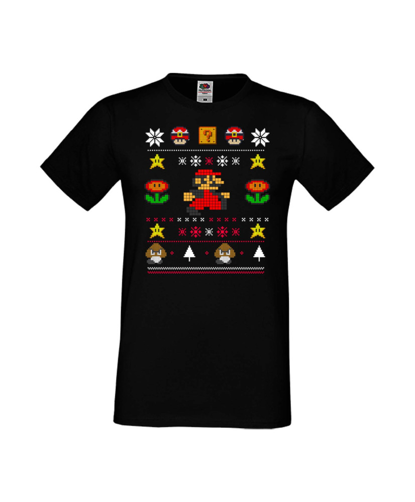 Мъжка Коледна Тениска Christmas Holiday Super Mario Nintendo