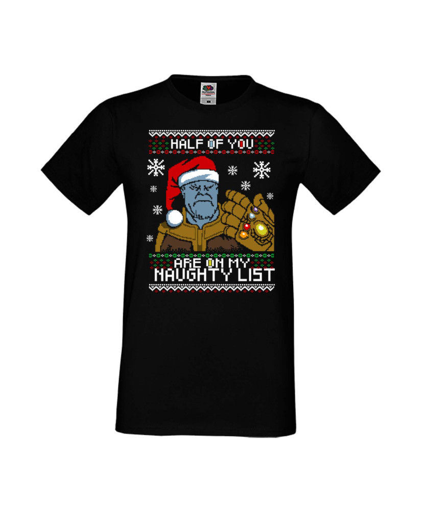 Мъжка Коледна Тениска Christmas Holiday Thanos Santa 01