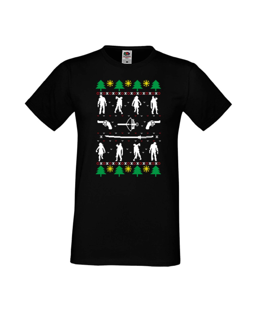 Мъжка Коледна Тениска Christmas Holiday The Walking Dead Zombies Christmas 01
