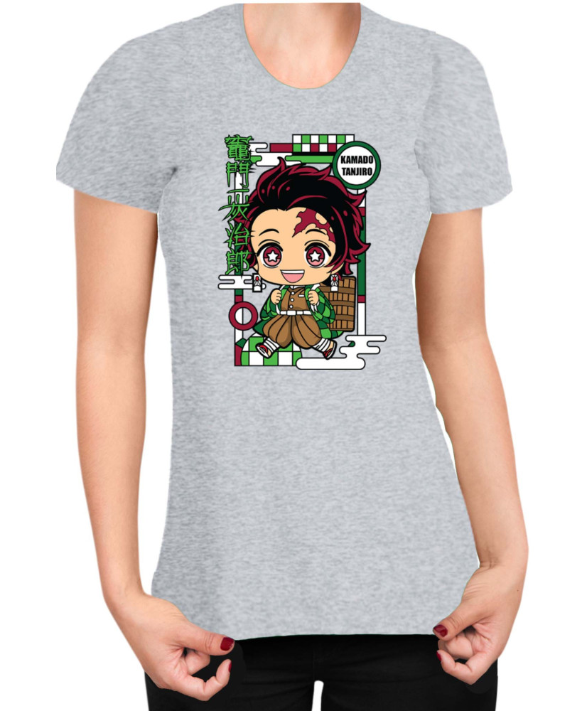 Дамска Тениска Demon Slayer Kimetsu No Yaiba Chibitanjiro Дамска Тениска Demon Slayer Kimetsu No Yaiba Chibitanjiro