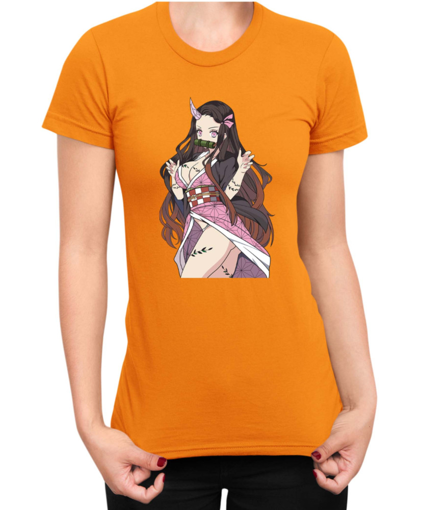 Дамска Тениска Demon Slayer Kimetsu No Yaiba Nezukokamadodemon Дамска Тениска Demon Slayer Kimetsu No Yaiba Nezukokamadodemon