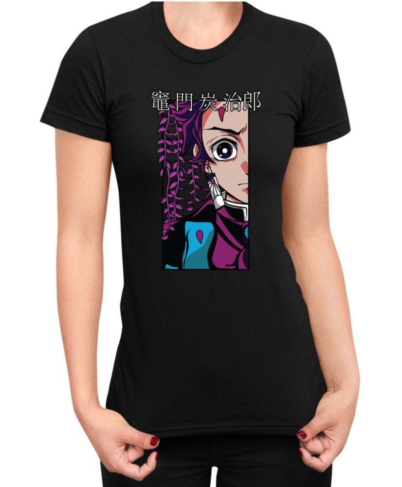 Дамска Тениска Demon Slayer Kimetsu No Yaiba Tanjiroface Дамска Тениска Demon Slayer Kimetsu No Yaiba Tanjiroface