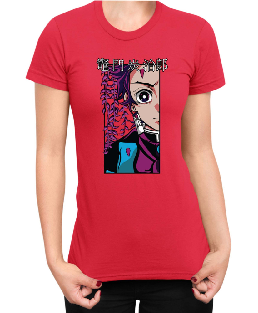 Дамска Тениска Demon Slayer Kimetsu No Yaiba Tanjiroface Дамска Тениска Demon Slayer Kimetsu No Yaiba Tanjiroface
