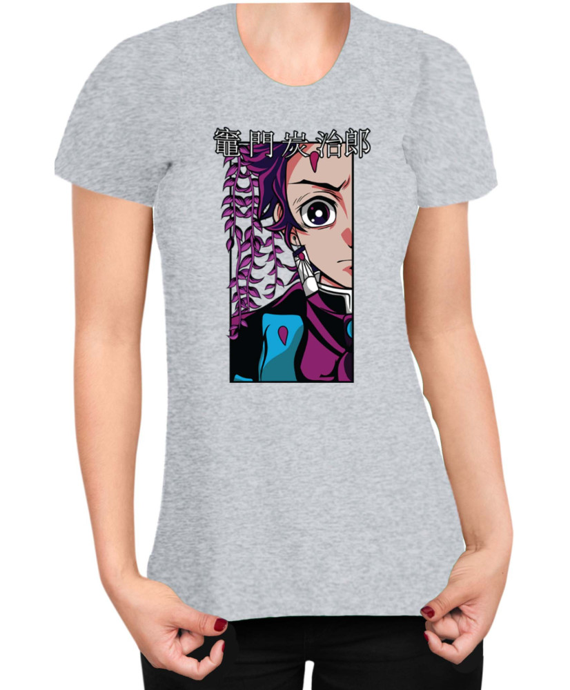 Дамска Тениска Demon Slayer Kimetsu No Yaiba Tanjiroface Дамска Тениска Demon Slayer Kimetsu No Yaiba Tanjiroface