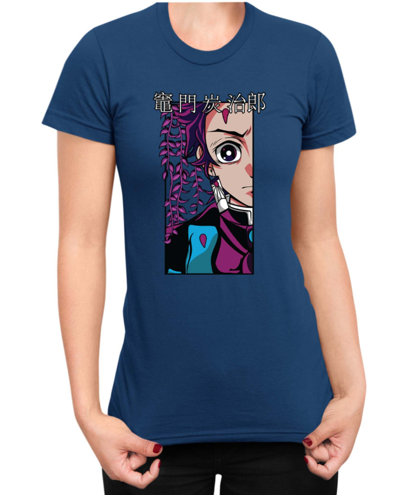 Дамска Тениска Demon Slayer Kimetsu No Yaiba Tanjiroface Дамска Тениска Demon Slayer Kimetsu No Yaiba Tanjiroface