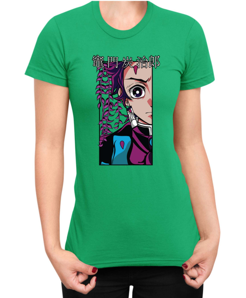 Дамска Тениска Demon Slayer Kimetsu No Yaiba Tanjiroface Дамска Тениска Demon Slayer Kimetsu No Yaiba Tanjiroface