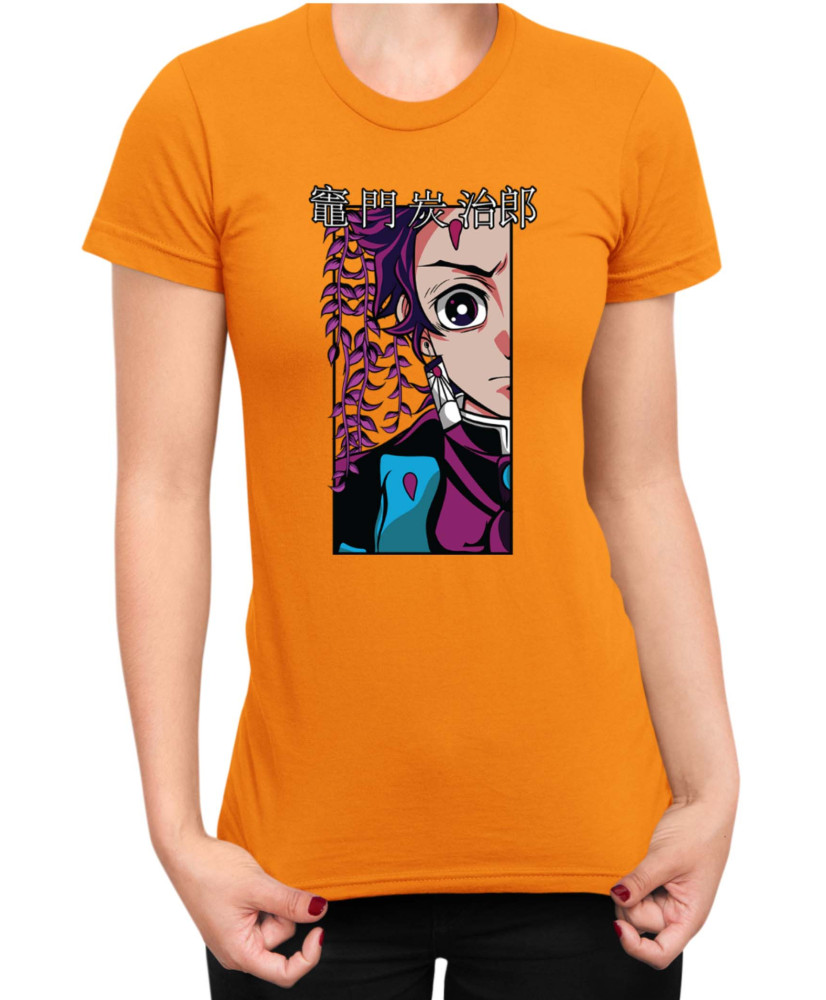 Дамска Тениска Demon Slayer Kimetsu No Yaiba Tanjiroface Дамска Тениска Demon Slayer Kimetsu No Yaiba Tanjiroface