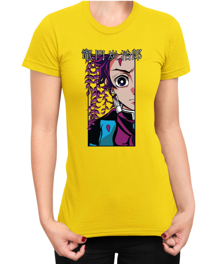 Дамска Тениска Demon Slayer Kimetsu No Yaiba Tanjiroface Дамска Тениска Demon Slayer Kimetsu No Yaiba Tanjiroface