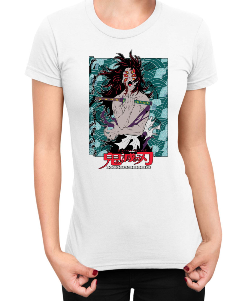 Дамска Тениска Demon Slayer Kimetsu No Yaiba Kokushibo Rank Дамска Тениска Demon Slayer Kimetsu No Yaiba Kokushibo Rank