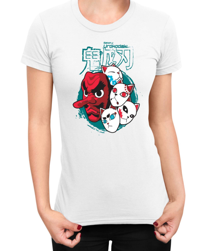 Дамска Тениска Demon Slayer Kimetsu No Yaiba Japanese Mask Дамска Тениска Demon Slayer Kimetsu No Yaiba Japanese Mask