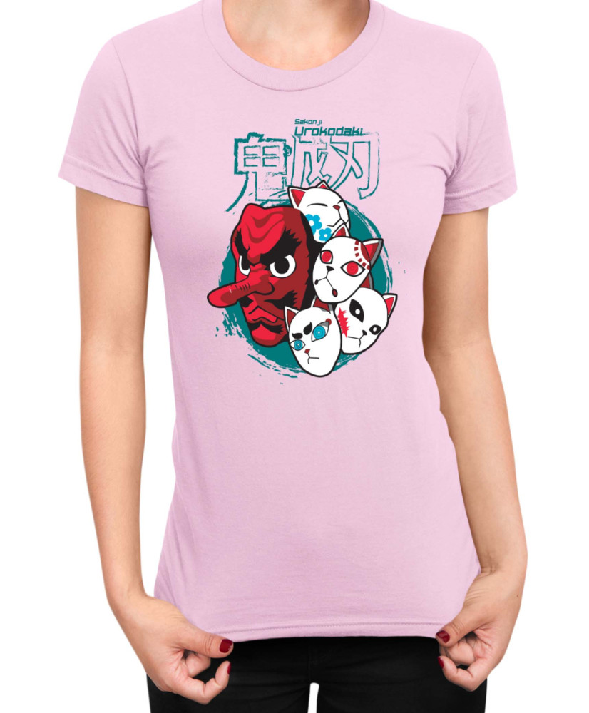 Дамска Тениска Demon Slayer Kimetsu No Yaiba Japanese Mask Дамска Тениска Demon Slayer Kimetsu No Yaiba Japanese Mask