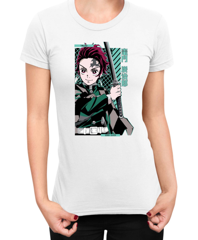 Дамска Тениска Demon Slayer Kimetsu No Yaiba Tanjiro Kamado Sword Дамска Тениска Demon Slayer Kimetsu No Yaiba Tanjiro Kamado Sword