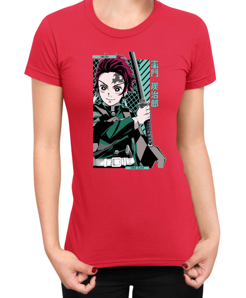 Дамска Тениска Demon Slayer Kimetsu No Yaiba Tanjiro Kamado Sword Дамска Тениска Demon Slayer Kimetsu No Yaiba Tanjiro Kamado Sword
