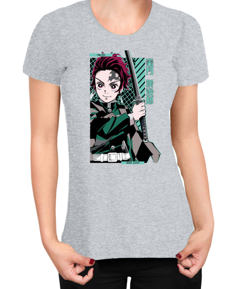 Дамска Тениска Demon Slayer Kimetsu No Yaiba Tanjiro Kamado Sword Дамска Тениска Demon Slayer Kimetsu No Yaiba Tanjiro Kamado Sword
