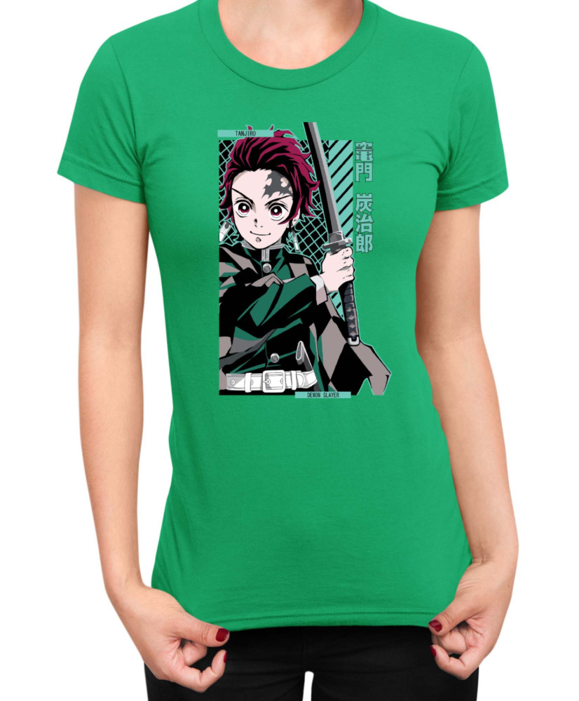 Дамска Тениска Demon Slayer Kimetsu No Yaiba Tanjiro Kamado Sword Дамска Тениска Demon Slayer Kimetsu No Yaiba Tanjiro Kamado Sword