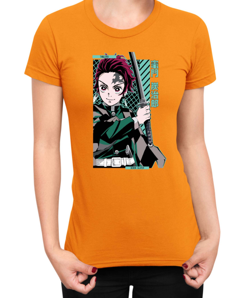 Дамска Тениска Demon Slayer Kimetsu No Yaiba Tanjiro Kamado Sword Дамска Тениска Demon Slayer Kimetsu No Yaiba Tanjiro Kamado Sword