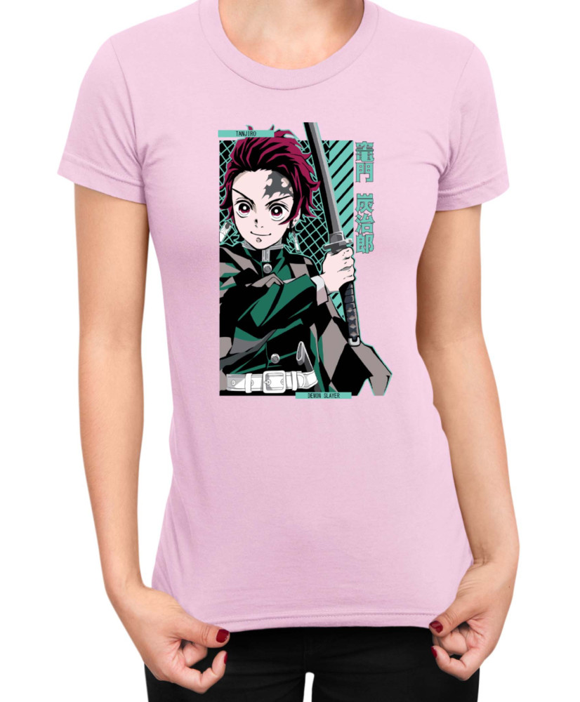 Дамска Тениска Demon Slayer Kimetsu No Yaiba Tanjiro Kamado Sword Дамска Тениска Demon Slayer Kimetsu No Yaiba Tanjiro Kamado Sword