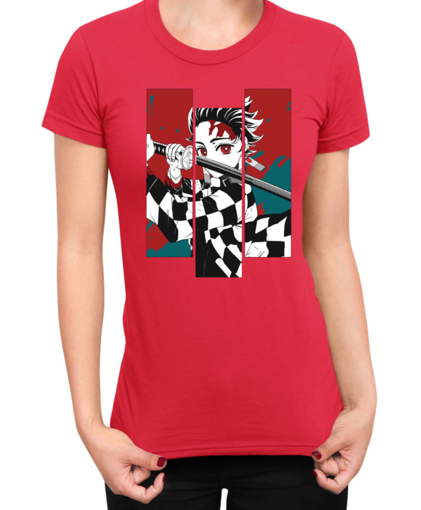 Дамска Тениска Demon Slayer Kimetsu No Yaiba Tanjiro Fighting Дамска Тениска Demon Slayer Kimetsu No Yaiba Tanjiro Fighting