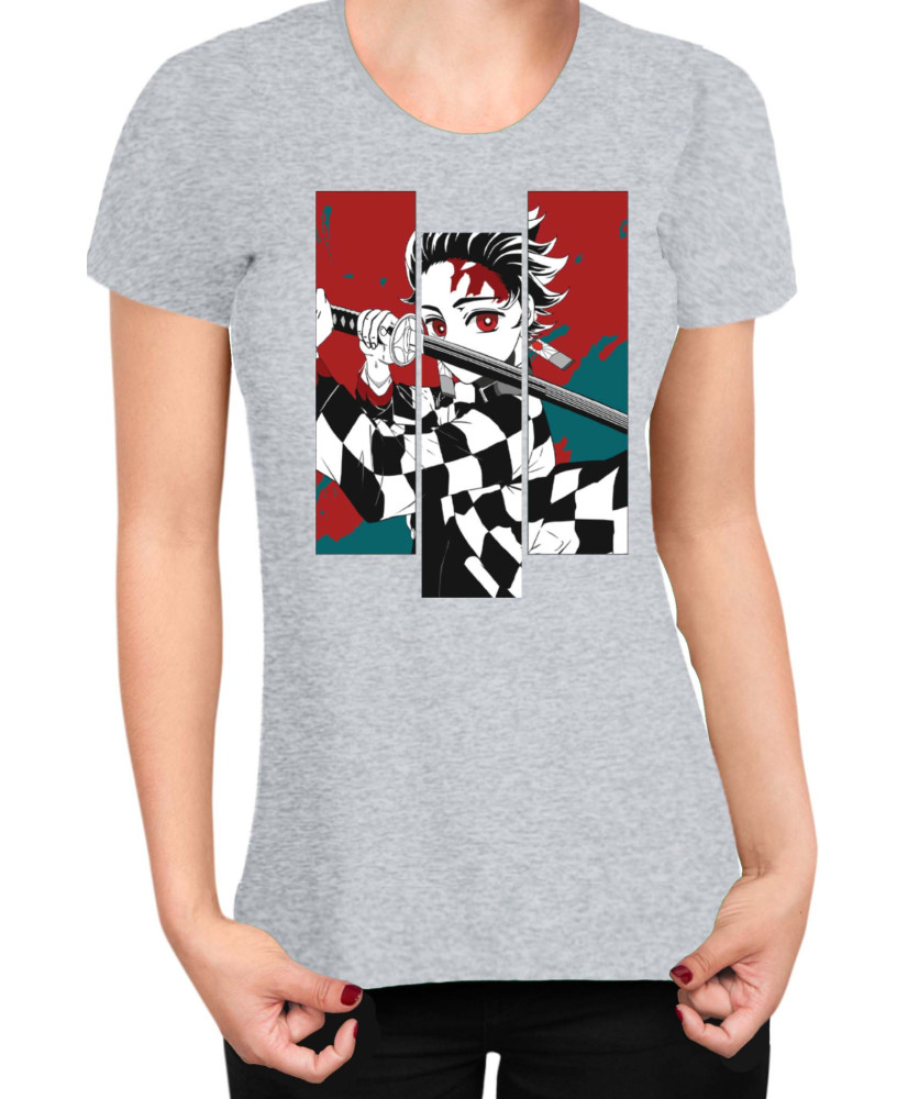 Дамска Тениска Demon Slayer Kimetsu No Yaiba Tanjiro Fighting Дамска Тениска Demon Slayer Kimetsu No Yaiba Tanjiro Fighting
