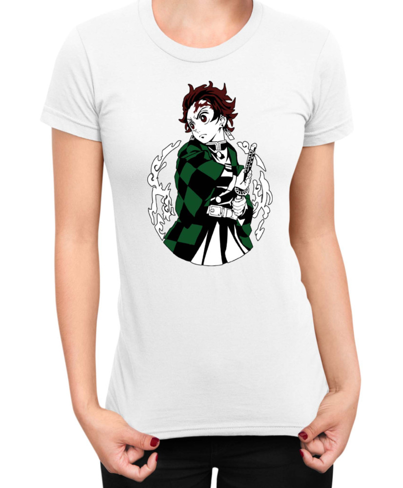 Дамска Тениска Demon Slayer Kimetsu No Yaiba Tanjiro Water Form Дамска Тениска Demon Slayer Kimetsu No Yaiba Tanjiro Water Form
