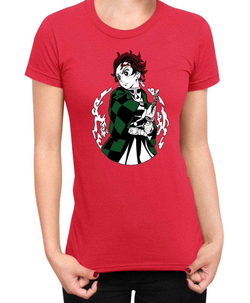 Дамска Тениска Demon Slayer Kimetsu No Yaiba Tanjiro Water Form Дамска Тениска Demon Slayer Kimetsu No Yaiba Tanjiro Water Form