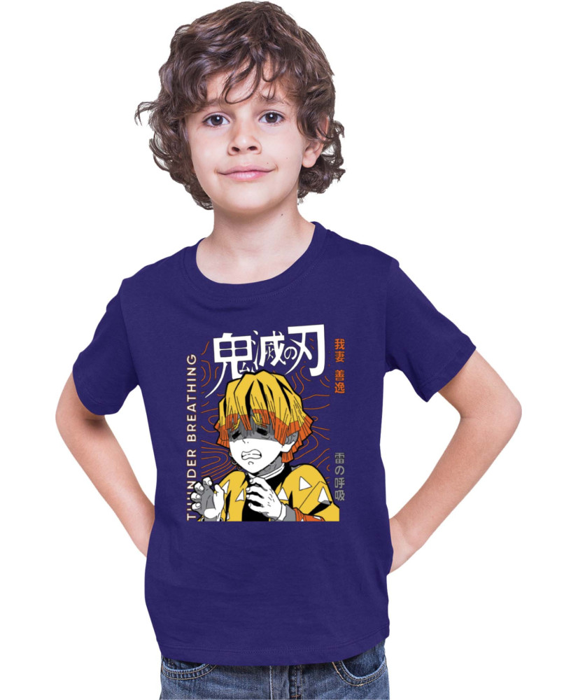 Детска Тениска Demon Slayer Kimetsu No Yaiba Zenitsu Lightning