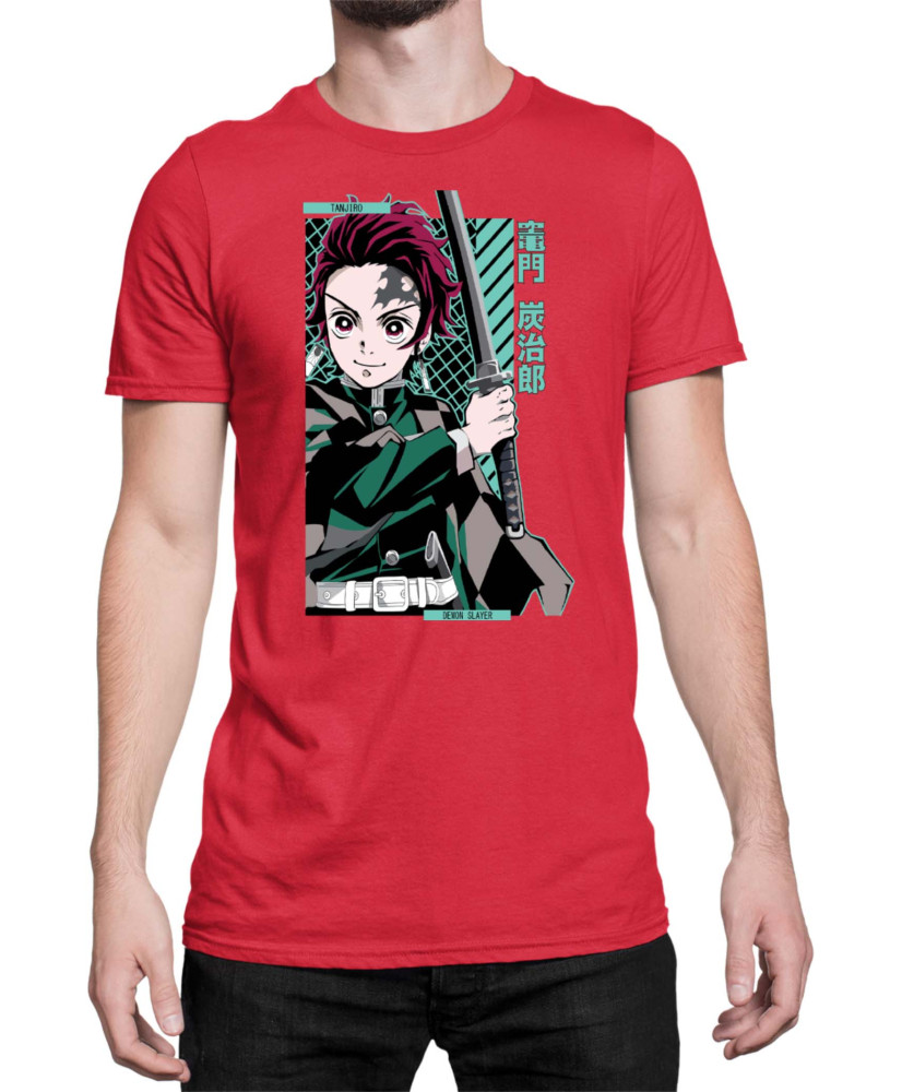 Мъжка Тениска Demon Slayer Kimetsu No Yaiba Tanjiro Kamado Sword