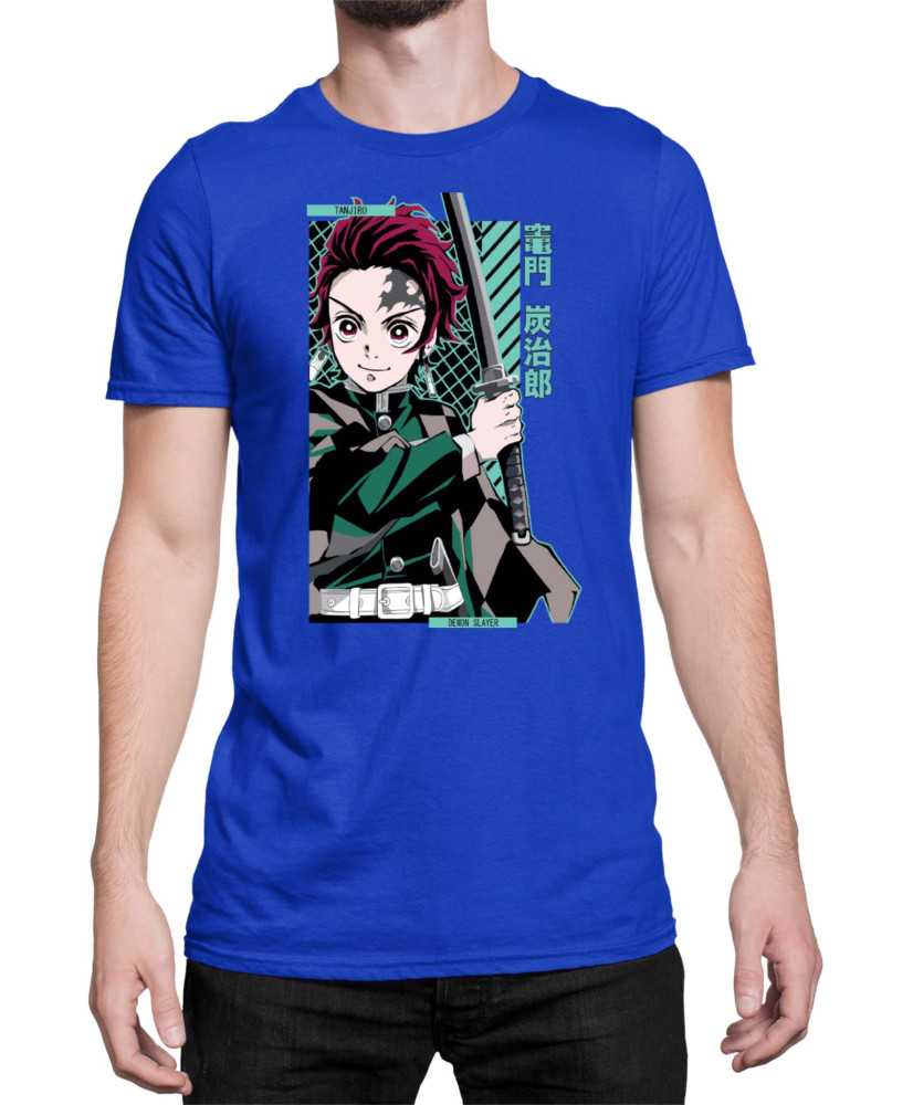 Мъжка Тениска Demon Slayer Kimetsu No Yaiba Tanjiro Kamado Sword