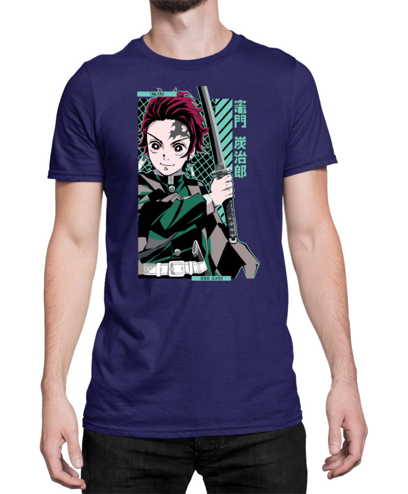 Мъжка Тениска Demon Slayer Kimetsu No Yaiba Tanjiro Kamado Sword