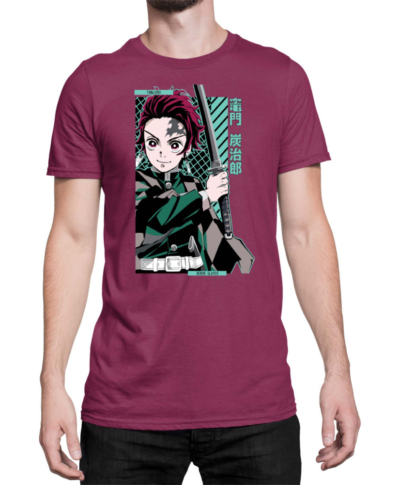 Мъжка Тениска Demon Slayer Kimetsu No Yaiba Tanjiro Kamado Sword