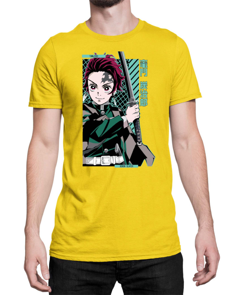 Мъжка Тениска Demon Slayer Kimetsu No Yaiba Tanjiro Kamado Sword