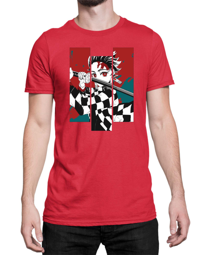 Мъжка Тениска Demon Slayer Kimetsu No Yaiba Tanjiro Fighting