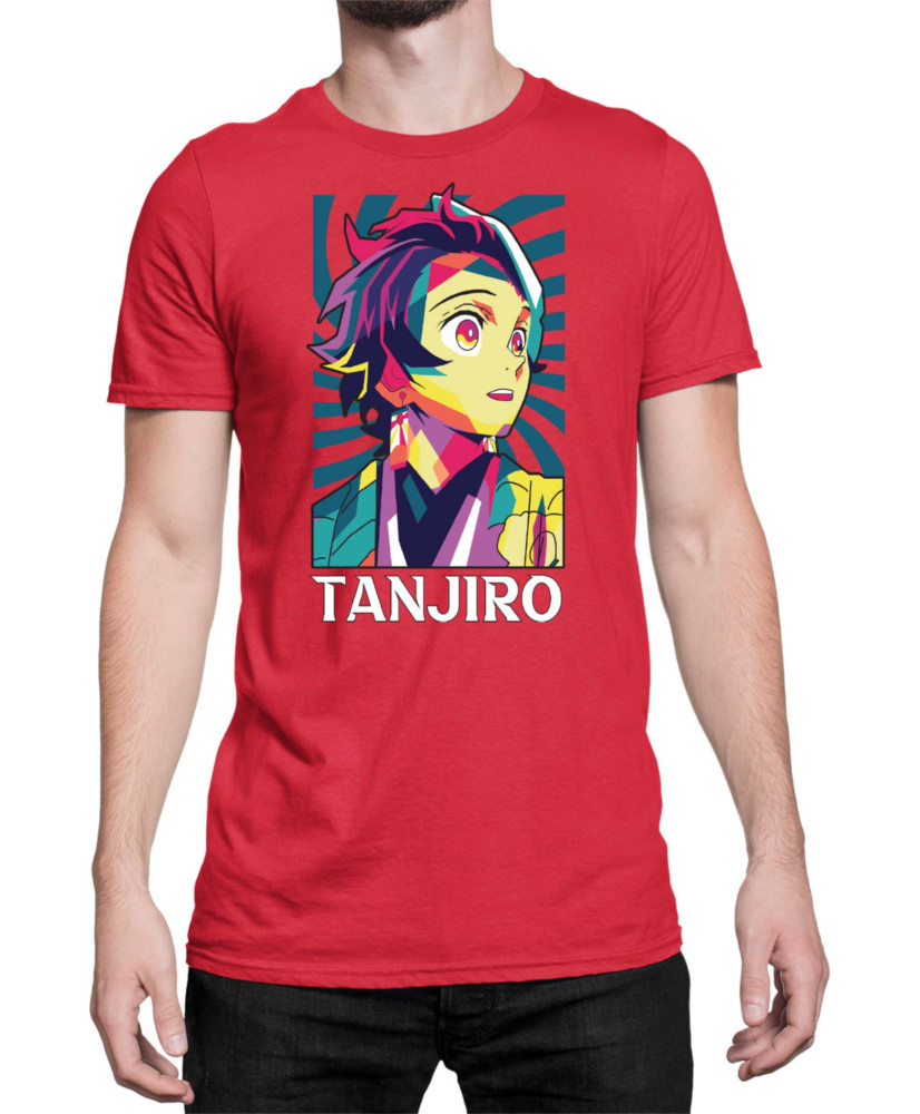 Мъжка Тениска Demon Slayer Kimetsu No Yaiba Tanjiro Kamado Rainbow