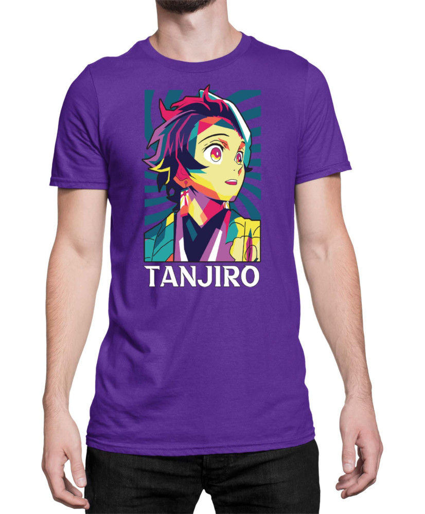 Мъжка Тениска Demon Slayer Kimetsu No Yaiba Tanjiro Kamado Rainbow
