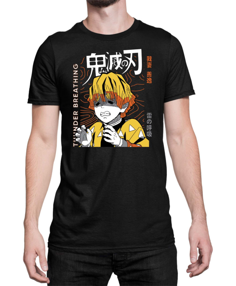 Мъжка Тениска Demon Slayer Kimetsu No Yaiba Zenitsu Lightning