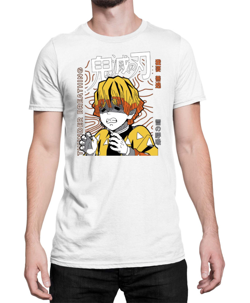 Мъжка Тениска Demon Slayer Kimetsu No Yaiba Zenitsu Lightning