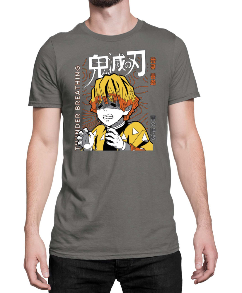 Мъжка Тениска Demon Slayer Kimetsu No Yaiba Zenitsu Lightning